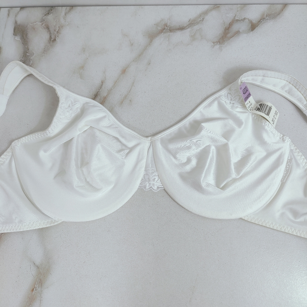NWT Curvation White Satin Full Coverage Unlined Minimizer Bra, Sz 42DD